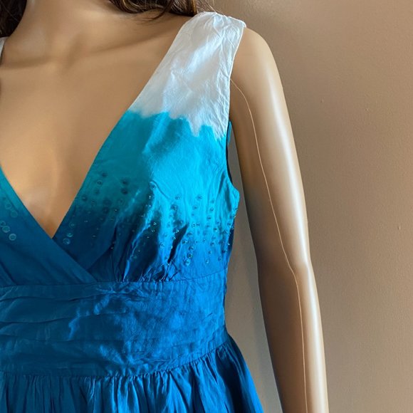 Guess Blue/White Ombre Sequin Sundress W/Tie Back Size 8 - Picture 2 of 8